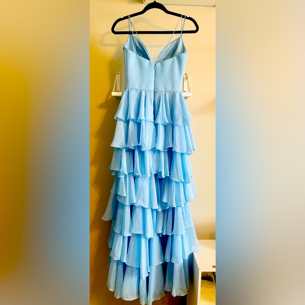 Sherri Hill Light Blue Layered Prom Dress